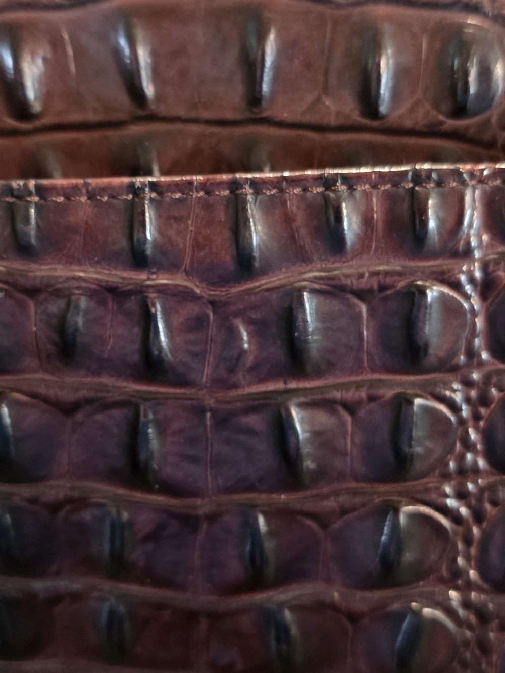 Brahmin Croc-Embossed Brown Leather Crossbody Bag - Picture 10 of 14
